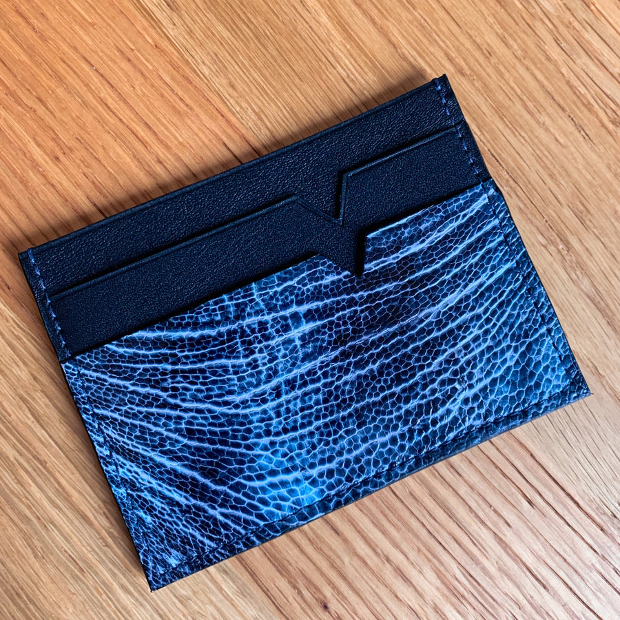MIMI OSTRICH LEG CARD HOLDER, FRONT HP DARK BLUE